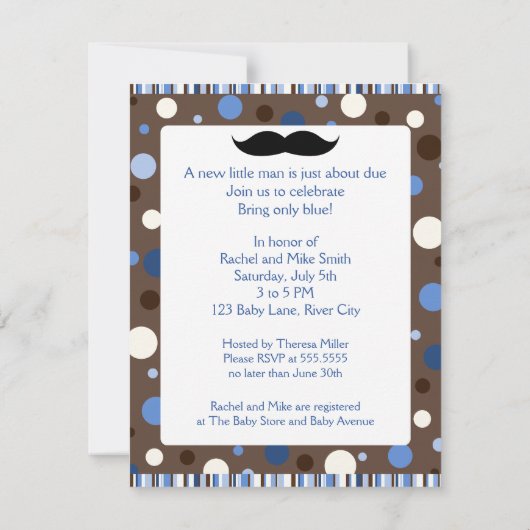 Oh Schnurrbart-Babyparty Einladung (Rückseite)