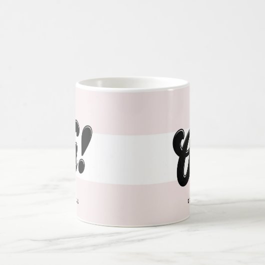 Oh! Schwarze Retro Script Typografie Pink Stripes Kaffeetasse (Mittel)