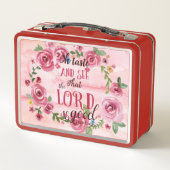 Oh sehen Geschmack und dass das 34:8 Lords Is Good Metall Brotdose (Rückseite)