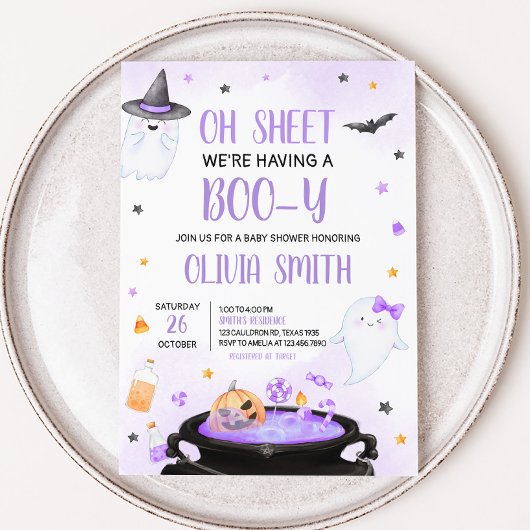 Oh Sheet Boo y Halloween Baby Shower Einladung