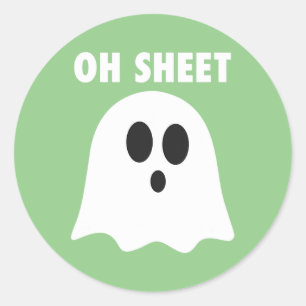 Oh Sheet - Humorer Halloween Ghost Pub Oh Sheet M Runder Aufkleber