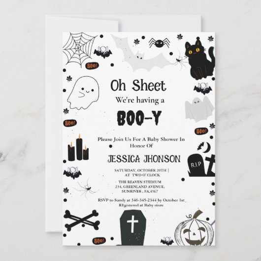 Oh Sheet, wir haben eine Boo-y-halloween-Babydusch Einladung (Vorderseite)