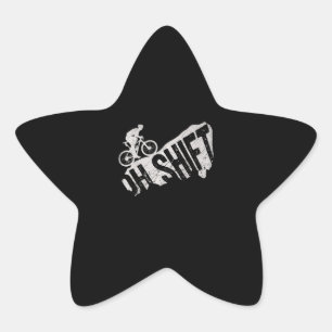 Oh Shift Mountainbike Radfahrer Stern-Aufkleber