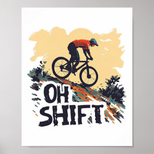 Oh Shift Mountainbiken Lustiges Radfahren Vintage Poster