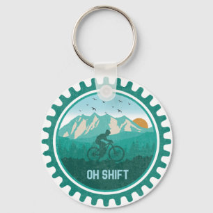 Oh Shift Retro Mountain Bike Vintage MTB Cycling Schlüsselanhänger