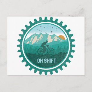 Oh Shift Retro Mountainbike Vintage MTB Radfahren Postkarte