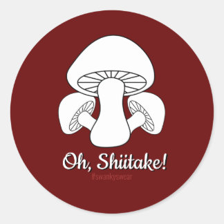 Oh Shiitake (dunkelrot) Runder Aufkleber
