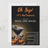 Oh Sieben Black Martini Boos & Booze Halloween-Par Einladung (Vorderseite)