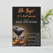 Oh Sieben Black Martini Boos & Booze Halloween-Par Einladung (Stehend Vorderseite)