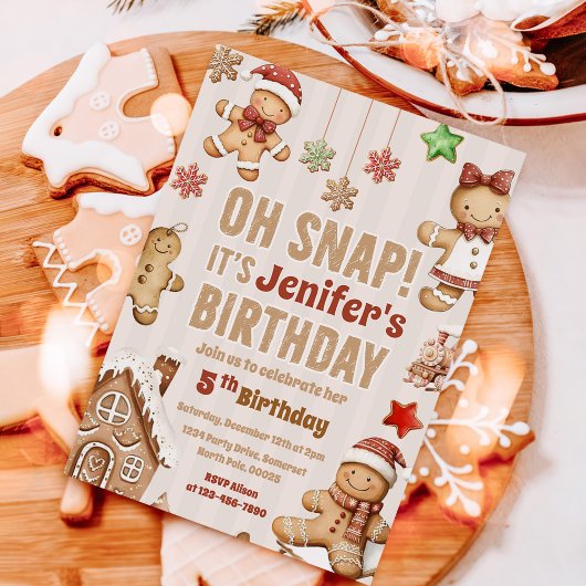 Oh Snap Christmas Cookie Gingerbread Birthday Einladung