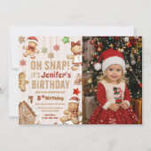 Oh Snap Christmas Gingerbread Birthday Photo Einladung (Vorderseite)