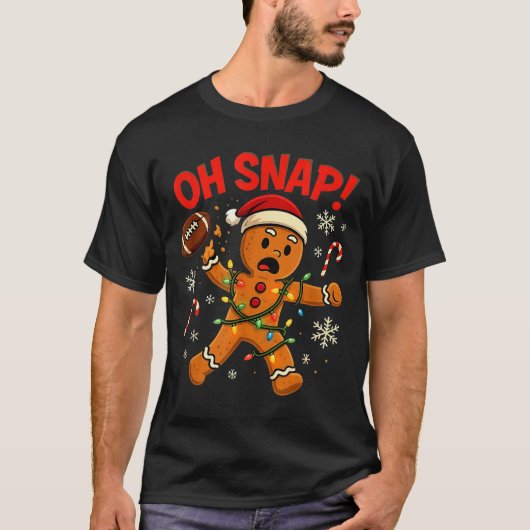 Oh Snap Christmas Gingerbread Funny Football Light T-Shirt (Vorderseite)