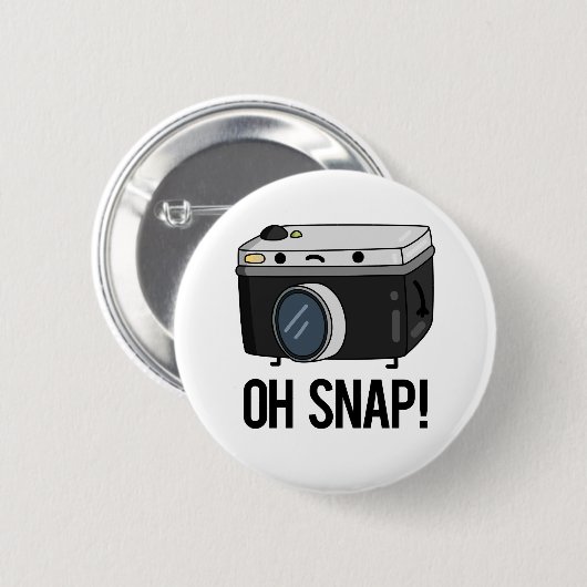 Oh Snap Funny Camera Pub Button (Vorne & Hinten)