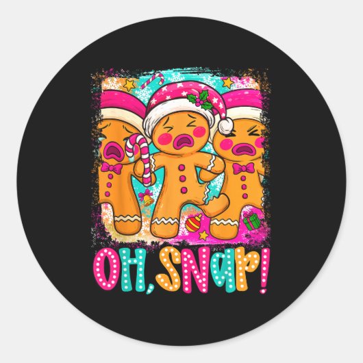 Oh Snap Funny Christmas Gingerbread Man Xmas Cooki Runder Aufkleber (Vorderseite)