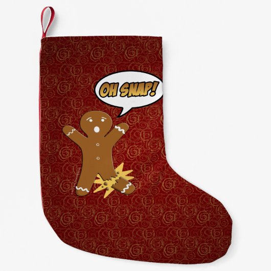 Oh Snap Funny Christmas Gingerbrot Mann Broken Leg Kleiner Weihnachtsstrumpf (Vorderseite)