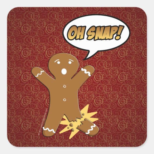 Oh Snap Funny Christmas Gingerbrot Mann Broken Leg Quadratischer Aufkleber (Vorderseite)