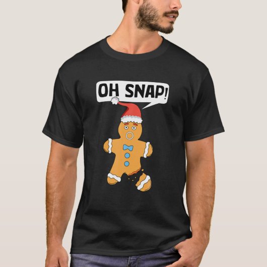 Oh Snap Funny Christmas Gingerbrot Mann Broken Leg T-Shirt (Vorderseite)