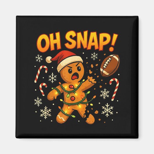 Oh Snap Funny Gingerbread Football Christmas Light Magnet (Vorne)