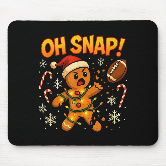 Oh Snap Funny Gingerbread Football Christmas Light Mousepad (Vorne)