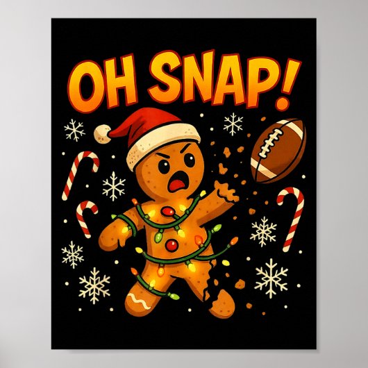 Oh Snap Funny Gingerbread Football Christmas Light Poster (Vorne)