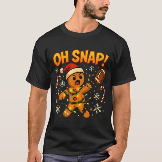 Oh Snap Funny Gingerbread Football Christmas Light T-Shirt (Vorderseite)