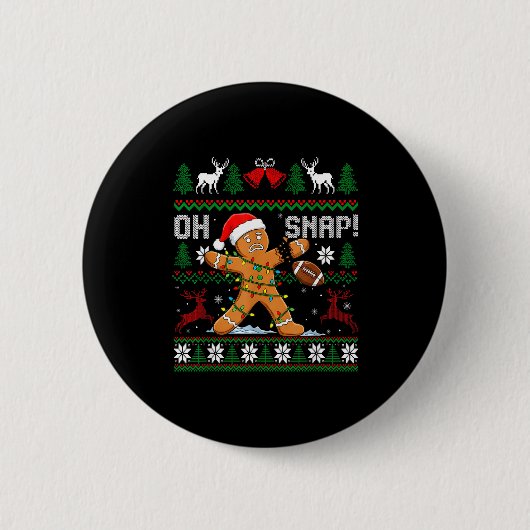 Oh Snap Funny Gingerbread Man Football Christmas P Button (Vorderseite)