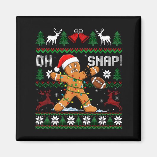 Oh Snap Funny Gingerbread Man Football Christmas P Magnet (Vorne)