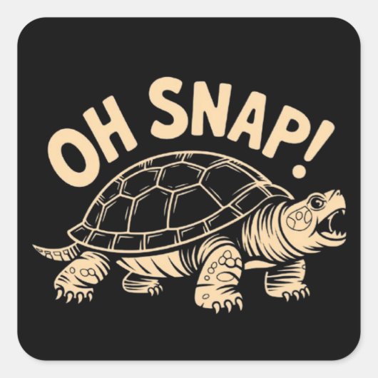 Oh Snap Funny Sarcastic Snapping Turtle Joke  Quadratischer Aufkleber (Vorderseite)