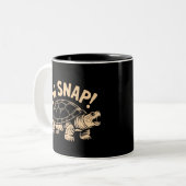 Oh Snap Funny Sarcastic Snapping Turtle Joke Zweifarbige Tasse (Vorderseite Links)