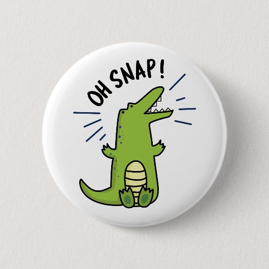 Oh Snap Funny Snapping Crocodile Puff Button (Vorderseite)