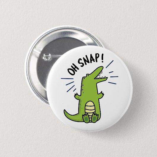 Oh Snap Funny Snapping Crocodile Puff Button (Vorne & Hinten)