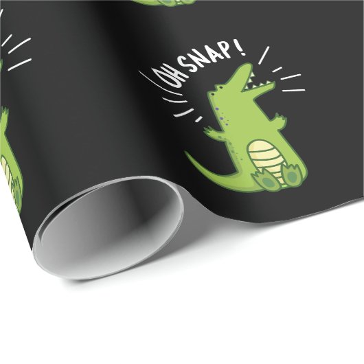 Oh Snap Funny Snapping Crocodile Puff Dark BG Geschenkpapier (Rolleneckpunkt)