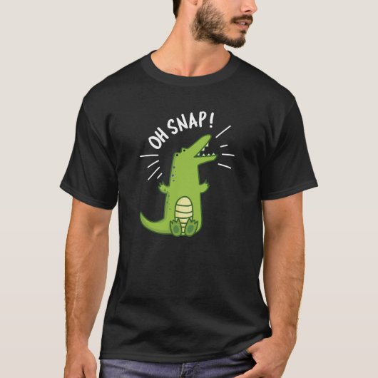 Oh Snap Funny Snapping Crocodile Puff Dark BG T-Shirt (Vorderseite)