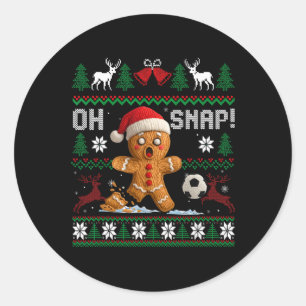 Oh Snap Fußball Gingerbreadman Weihnachten Hässlic Runder Aufkleber
