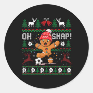 Oh Snap Fußball Lebkuchenmann Weihnachten Hässlich Runder Aufkleber