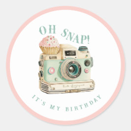Oh Snap | Geburtstag der Kamera Runder Aufkleber