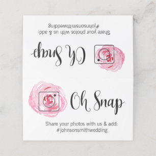 OH SNAP Gedeckte Tischkarte #hashtag rosa Blumenmu Platzkarte