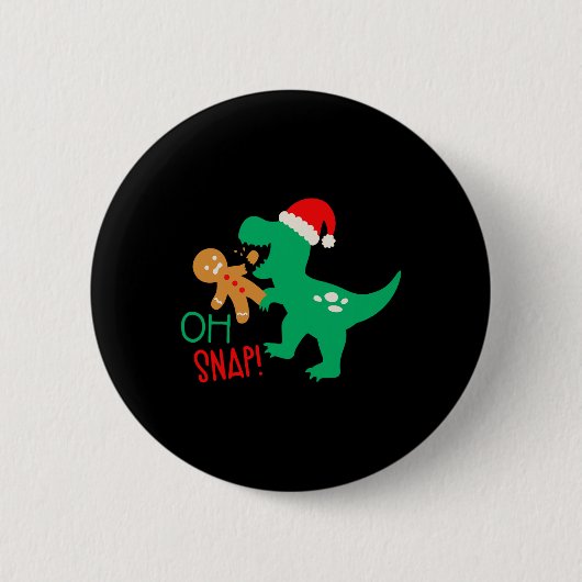 Oh Snap Gingerbread Dinosaur Weihnachtsfest Button (Vorderseite)