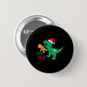 Oh Snap Gingerbread Dinosaur Weihnachtsfest Button (Vorne & Hinten)