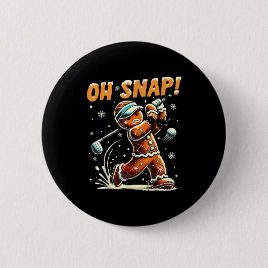 Oh Snap Gingerbread Golfer Golf Christmas Golfing  Button (Vorderseite)