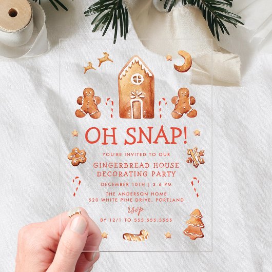 Oh Snap Gingerbread House Decoration Party Acryleinladungen