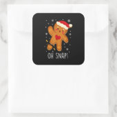 Oh Snap Gingerbread Man Christmas Family Santa Hat Quadratischer Aufkleber (Tasche)