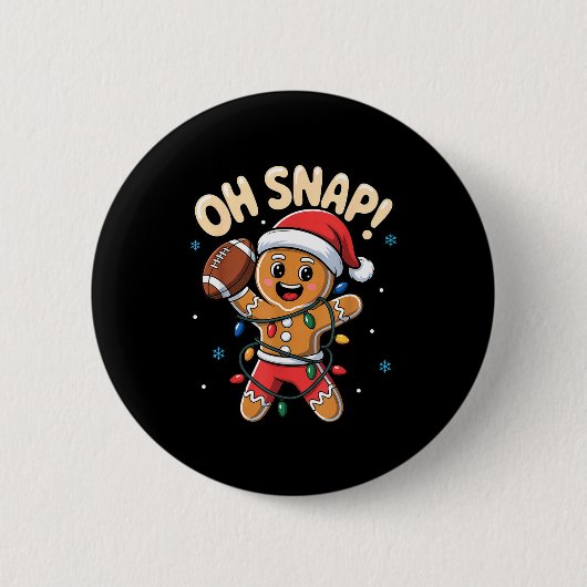 Oh Snap Gingerbread Man Christmas Football Kids Bo Button (Vorderseite)
