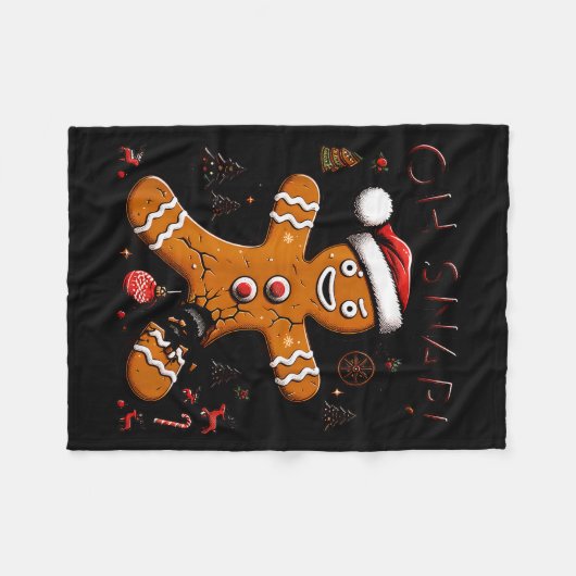 Oh Snap Gingerbread Man Christmas Funny Cookie Ugl Fleecedecke (Vorderseite (Horizontal))