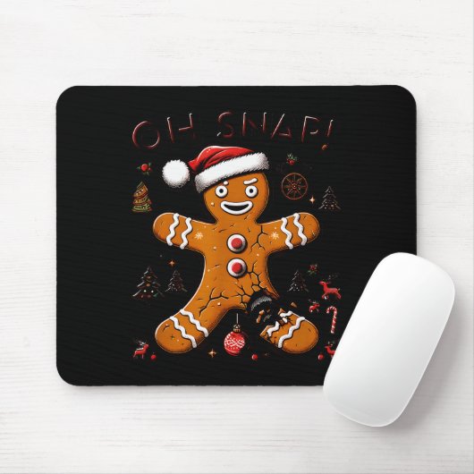 Oh Snap Gingerbread Man Christmas Funny Cookie Ugl Mousepad (Mit Mouse)