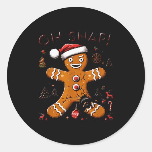Oh Snap Gingerbread Man Christmas Funny Cookie Ugl Runder Aufkleber (Vorderseite)