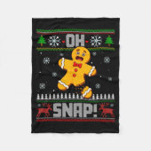 Oh Snap Gingerbread Man Cookie Baking Ugly Christm Fleecedecke (Vorderseite)