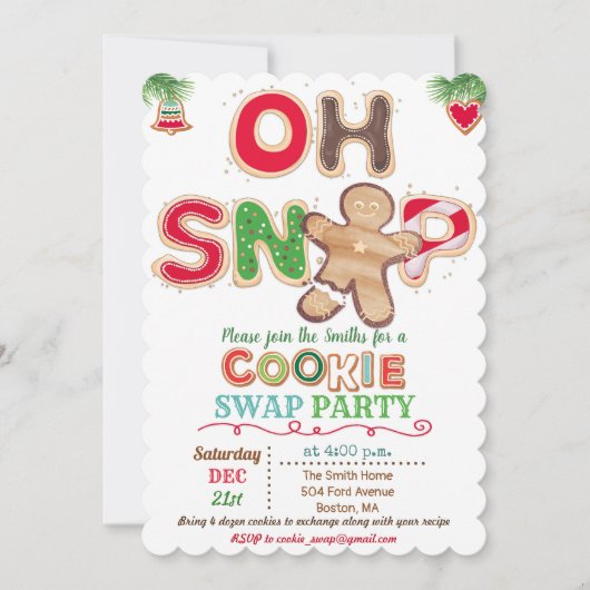 Oh Snap Gingerbread Man Cookie Exchange Einladung (Vorderseite)
