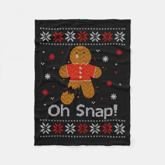 Oh Snap Gingerbread Man Cute Christmas Cookie Ugly Fleecedecke (Vorderseite)