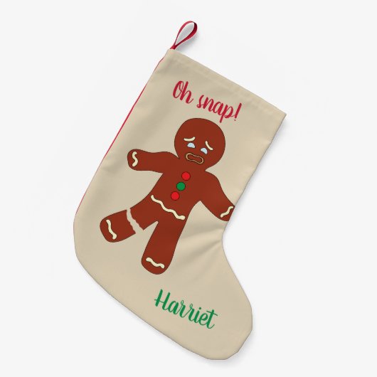 Oh Snap Gingerbread Mann Cookie Funny Kleiner Weihnachtsstrumpf (Vorderansicht (hängend))